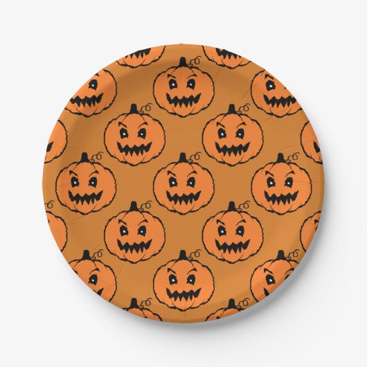 Halloween Horror Pumpkin Pattern Papieren Bordje (Voorkant)