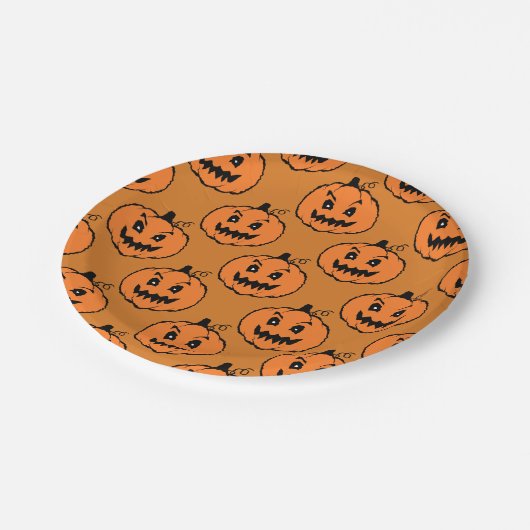 Halloween Horror Pumpkin Pattern Papieren Bordje (Gekanteld)