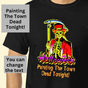 Halloween Horror Red Yellow Grim Reaper Monster T-shirt