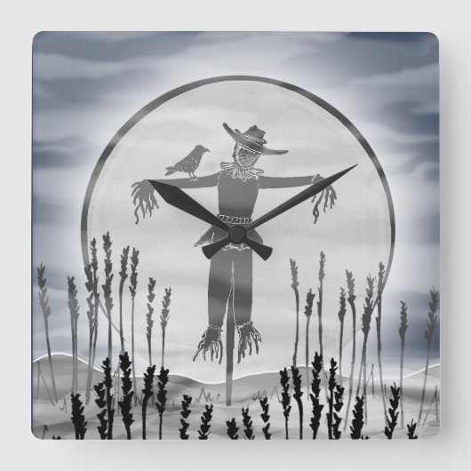 Halloween Horror Scarecrow Acrylwandklok Vierkante Klok (Voorkant)