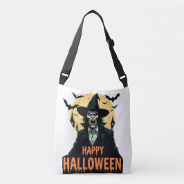 Halloween Horror Witch met rode ogen Crossbody Tas