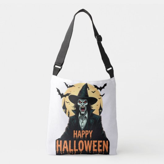 Halloween Horror Witch met rode ogen Crossbody Tas (Voorkant)