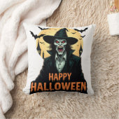 Halloween Horror Witch met rode ogen Kussen (Deken)