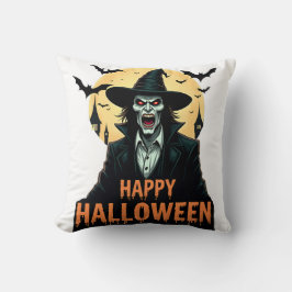 Halloween Horror Witch met rode ogen Kussen