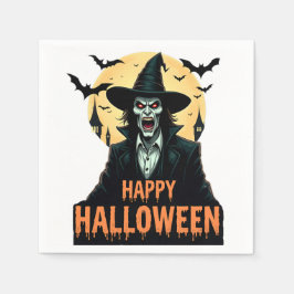 Halloween Horror Witch met rode ogen Servet