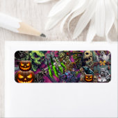 Halloween Horror Zombie Collage & Jack-O'-Lantern Etiket (Insitu)