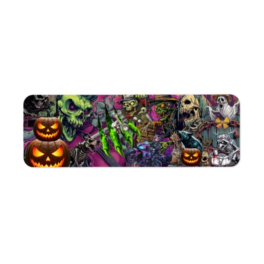 Halloween Horror Zombie Collage & Jack-O'-Lantern Etiket (Voorkant)