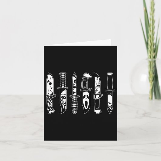 Halloween-horrorfilms met personages in Scary Kniv Kaart (Voorkant)