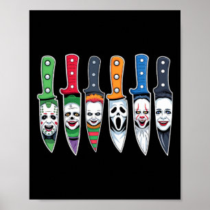 Halloween-horrorfilms met personages in Scary Kniv Poster