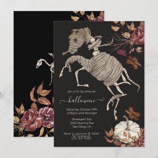 Halloween Horse Floral Dark & Moody Kaart (Voorkant / Achterkant)