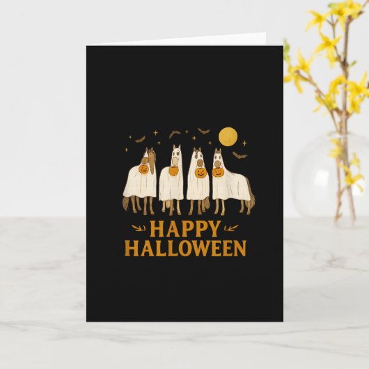 Halloween Horse Ghost Soky Season Horse Lover Wome Kaart (Gele Bloem)