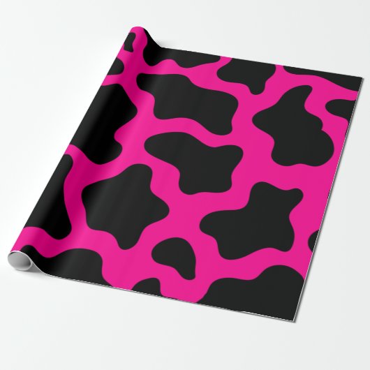 halloween hot roze koe print cadeaupapier (Uitgerold)