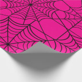 halloween hot roze spinrag cadeaupapier (Hoek)