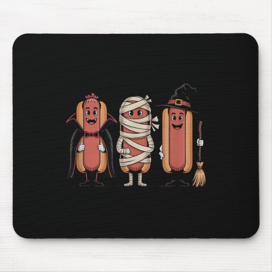Halloween Hotdog Vampire Witch Mummy Muismat (Voorkant)