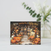 Halloween House Nieuwe Adres Verhuisaankondiging Briefkaart (Staand voorkant)