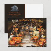 Halloween House Nieuwe Adres Verhuisaankondiging Briefkaart (Voorkant / Achterkant)