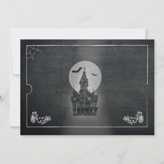 Halloween House Party Nodig Horror Chalk Ticket ui Kaart (Achterkant)