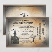 Halloween House Party nodigt Horror Spooky Ticket Kaart (Voorkant / Achterkant)