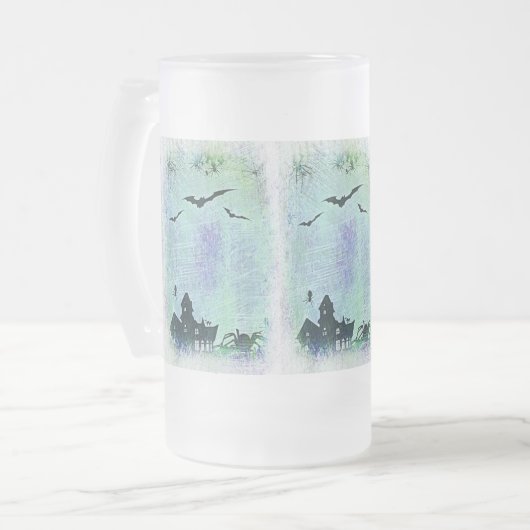 Halloween House | Spiers en vleermuizen. Matglas Bierpul (Voorkant links)