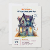 Halloween House Warming Haunted Home Waterverf Kaart (Voorkant)