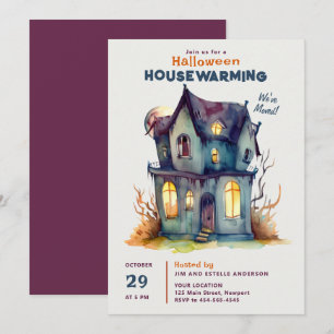 Halloween House Warming Haunted Home Waterverf Kaart