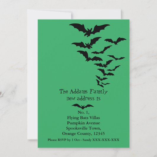 Halloween Housewarming Party en New Address Aankondiging (Achterkant)