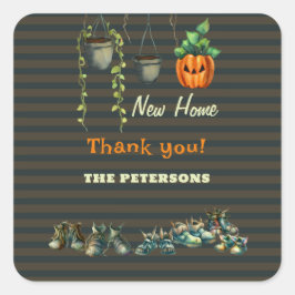 Halloween Housewarming Party Gremlins Dank u Vierkante Sticker
