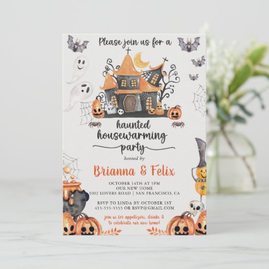 Halloween Housewarming Party Kaart (Staand voorkant)