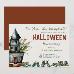 Halloween Housewarming Party Plant Schoen Terracot Kaart