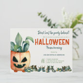 Halloween Housewarming Party Pompoen Plant Schoene Kaart (Staand voorkant)