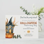 Halloween Housewarming Party Potten Plant Schoenen Kaart (Staand voorkant)