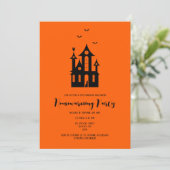 Halloween Housewarming Party Spookhuis Modern Kaart (Staand voorkant)