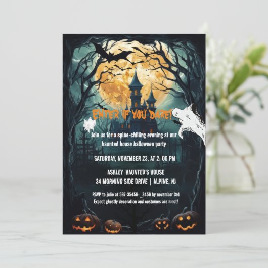 Halloween Housewarming Spookhuis Nieuw Huis Kaart (Staand voorkant)