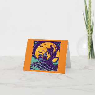 Halloween - houtsnede stijl 2 kaart