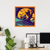 Halloween - houtsnede stijl 2 poster (Thuiskantoor)