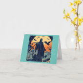 Halloween - houtsnede stijl 3 kaart (Gele Bloem)