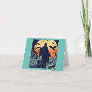 Halloween - houtsnede stijl 3 kaart