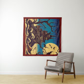 Halloween - houtsnede stijl 4 wandkleed (In Situ (horizontaal))