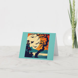 Halloween - houtsnede stijl 7 kaart