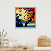 Halloween - houtsnede stijl 7 poster (Keuken)
