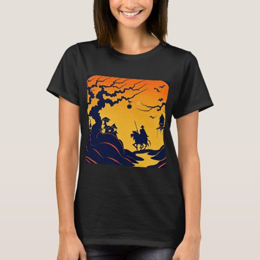 Halloween - houtsnede stijl 8 t-shirt (Voorkant)