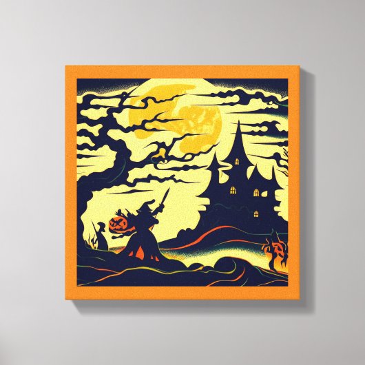 Halloween - Houtsnijstijl 1 Canvas Afdruk (Voorkant)
