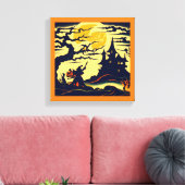 Halloween - Houtsnijstijl 1 Canvas Afdruk (Insitu (Woonkamer))