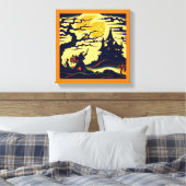 Halloween - Houtsnijstijl 1 Canvas Afdruk (Insitu (Slaapkamer))
