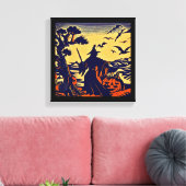 Halloween - Houtsnijstijl 5 Canvas Afdruk (Insitu (Woonkamer))