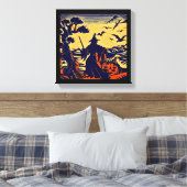 Halloween - Houtsnijstijl 5 Canvas Afdruk (Insitu (Slaapkamer))