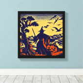 Halloween - Houtsnijstijl 5 Canvas Afdruk (Insitu (Houten vloer))