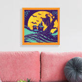 Halloween - Houtsnijwerk Stijl 2 Canvas Afdruk (Insitu (Woonkamer))