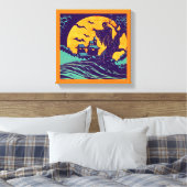 Halloween - Houtsnijwerk Stijl 2 Canvas Afdruk (Insitu (Slaapkamer))
