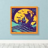 Halloween - Houtsnijwerk Stijl 2 Canvas Afdruk (Insitu (Houten vloer))